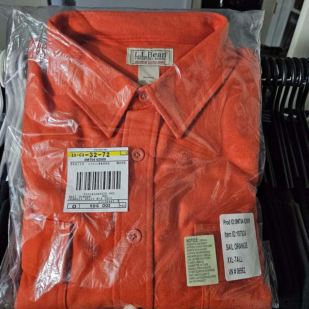 L.L. Bean Chamois Cloth Shirt XXL-Tall Sail Orange